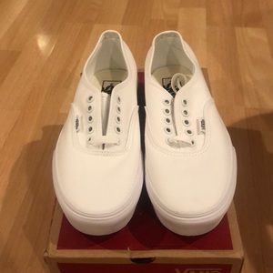 All White Authentic Platform Vans